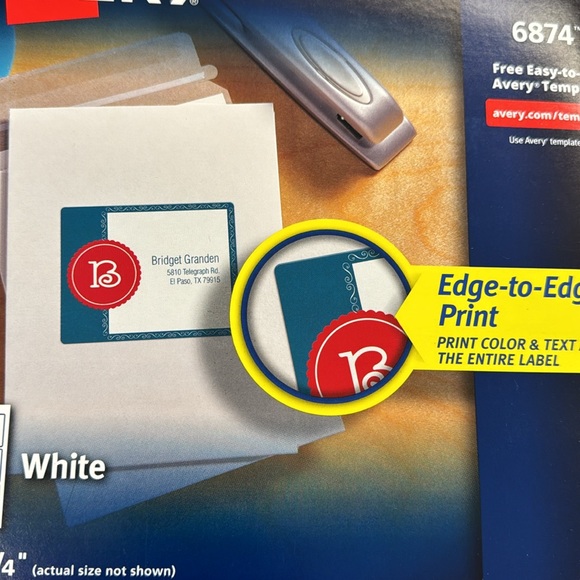 Avery 6874 Color-Printing Shipping Labels, 3 x 3-3/4, White, 150/Pack - Picture 4 of 4